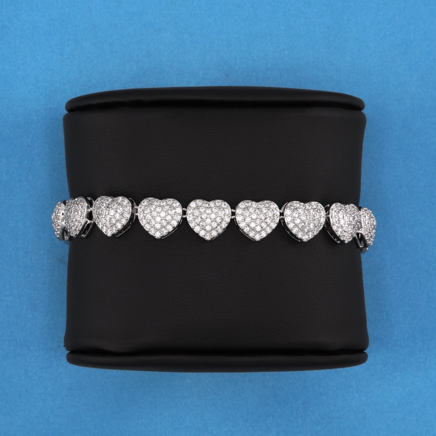 Fully Iced Out Heart Bracelet - White Gold