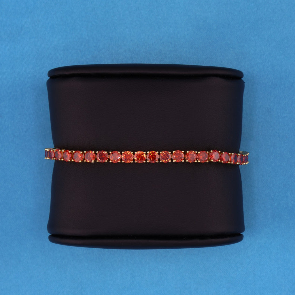 4mm Red Tennis Bracelet - Gold