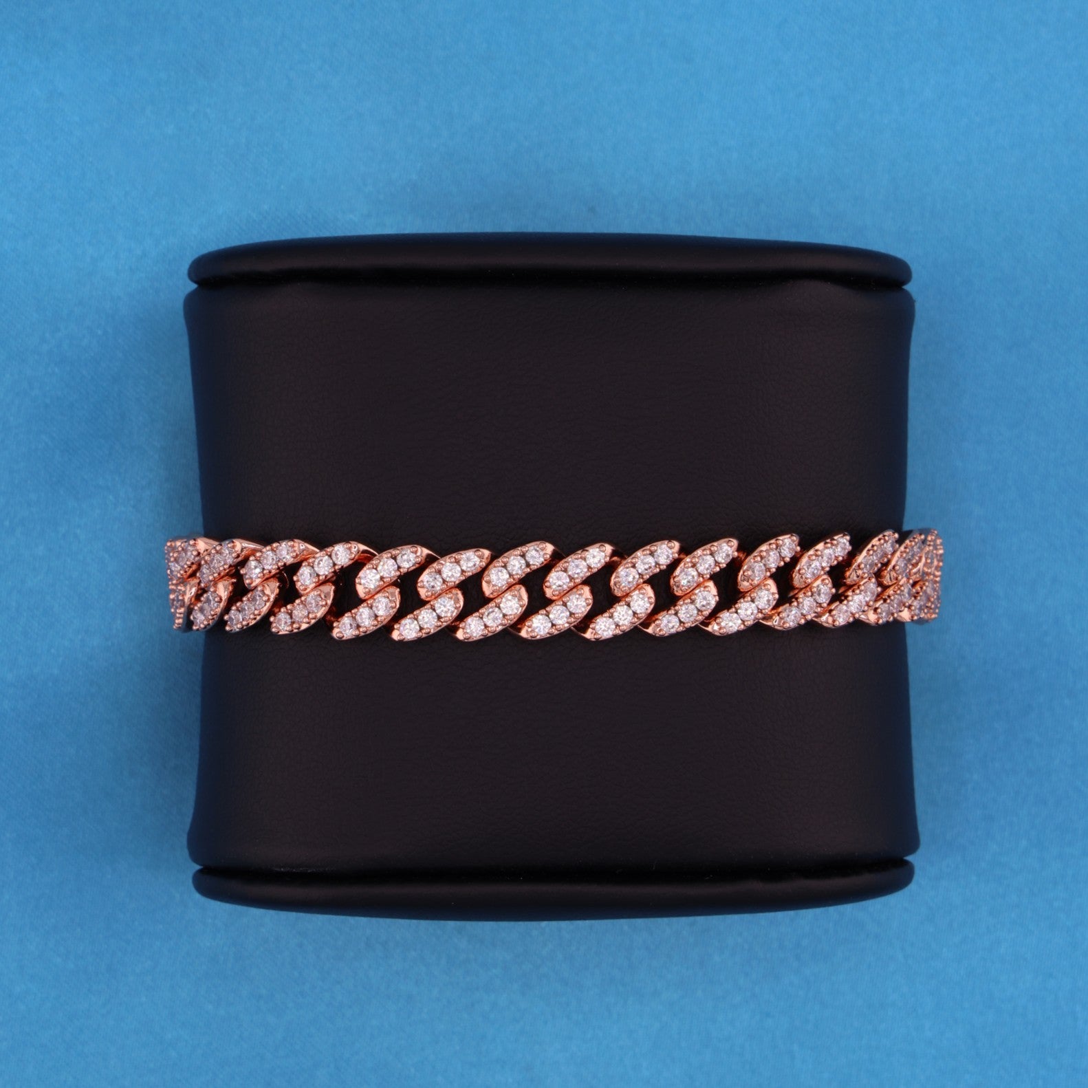 8mm Iced Out Cuban Bracelet - Rose Gold