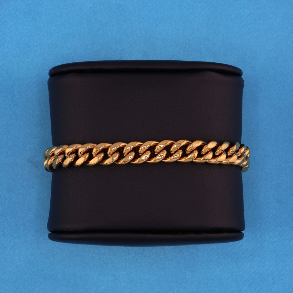 10mm Miami Cuban Bracelet with Iced Out Clasp - Gold