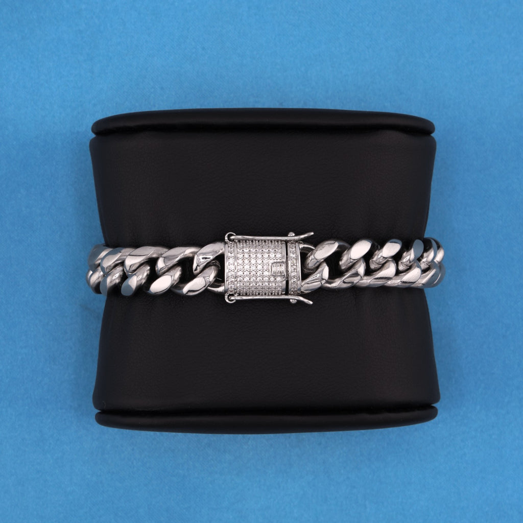 8mm Miami Cuban Bracelet (Iced Out Clasp) - Premium 316L Stainless