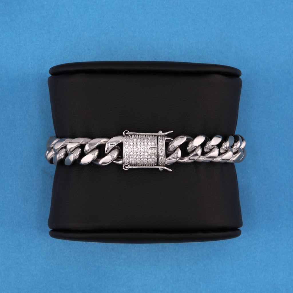 10mm Miami Cuban Bracelet (Iced Out Clasp) - Premium 316L Stainless
