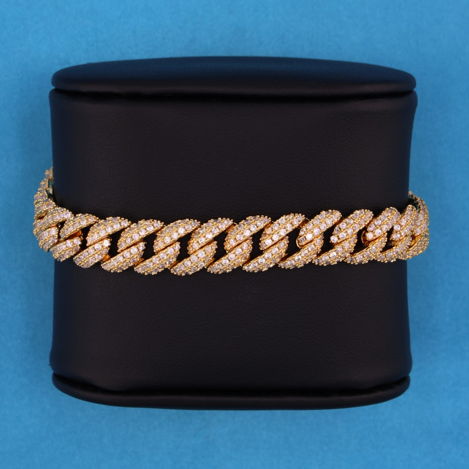 10mm Iced Out Cuban Bracelet - Gold