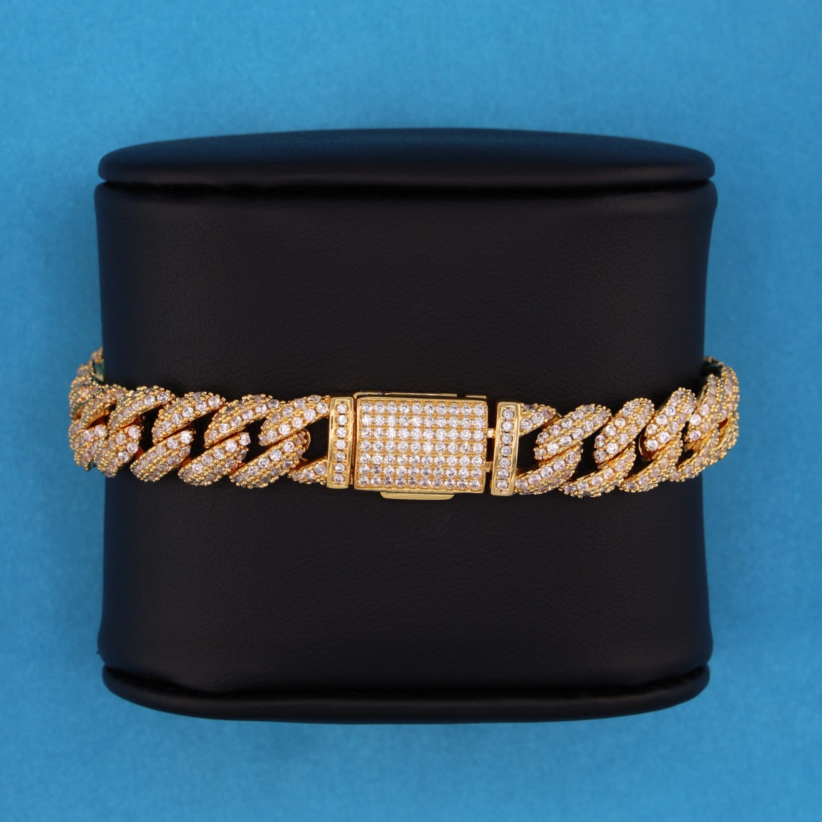 10mm Iced Out Cuban Bracelet - Gold