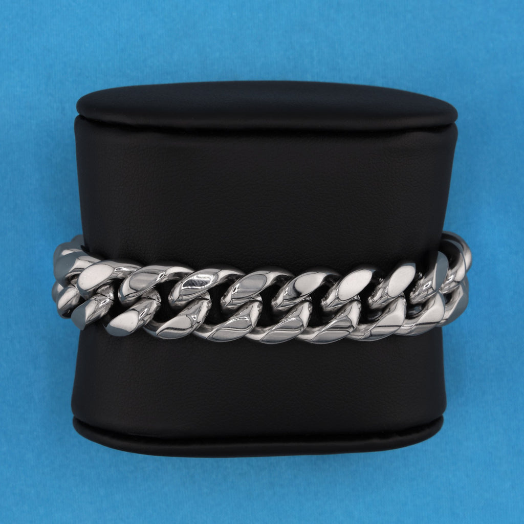 14mm Miami Cuban Bracelet (Iced out Clasp) - Premium 316L Stainless