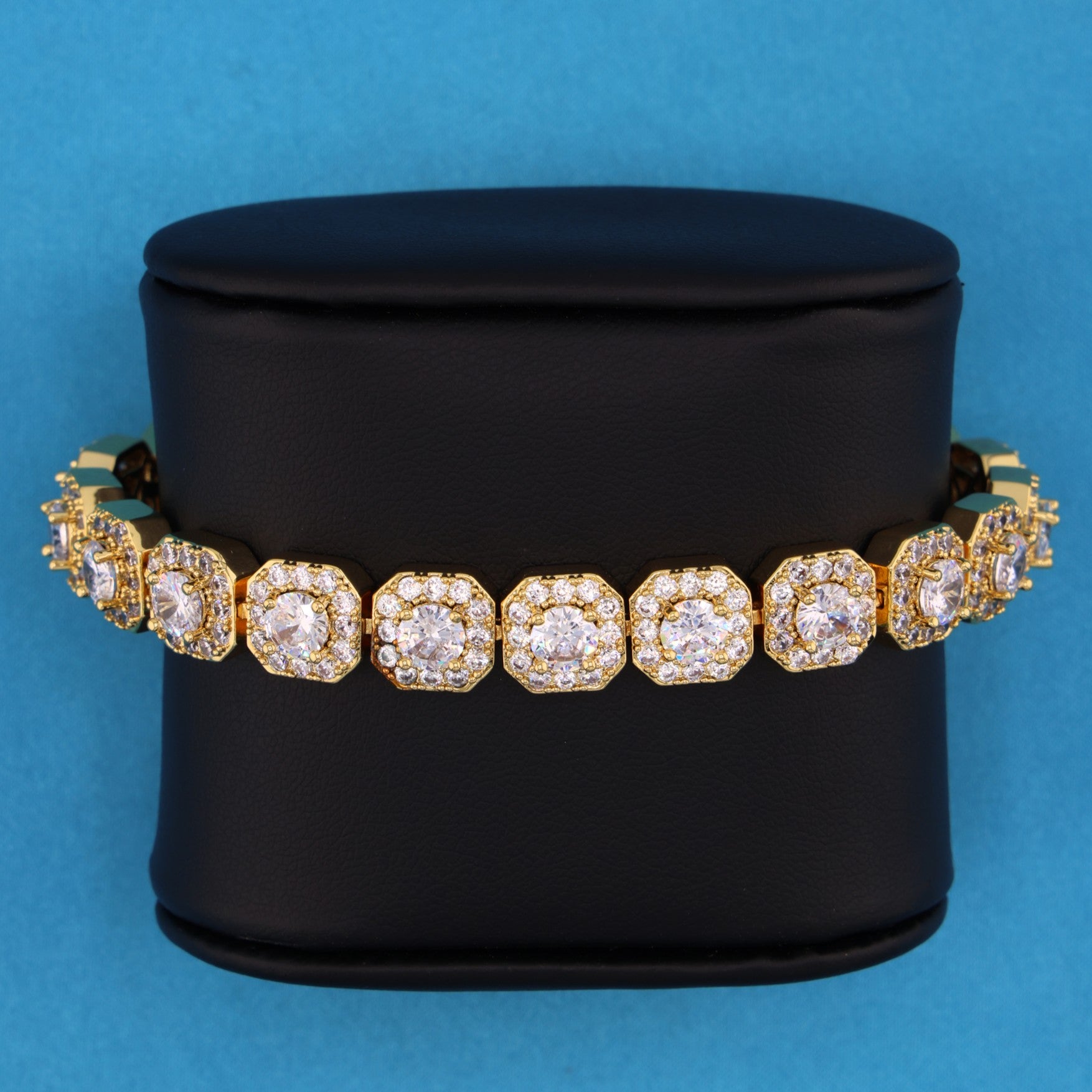 10mm Clustered Tennis Bracelet - Gold