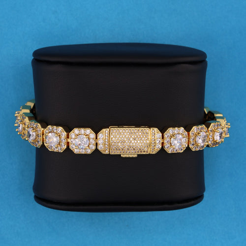 10mm Clustered Tennis Bracelet - Gold