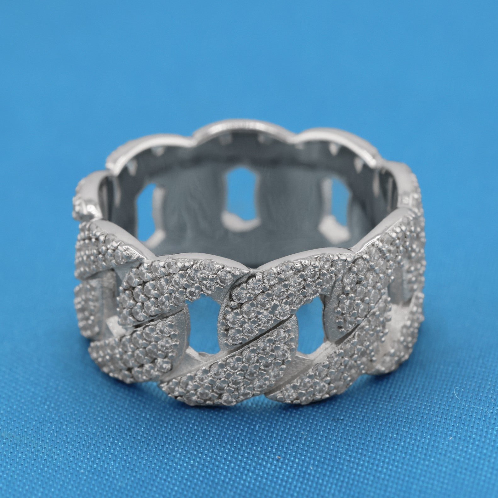 Iced Out Cuban Ring - 925 Silver