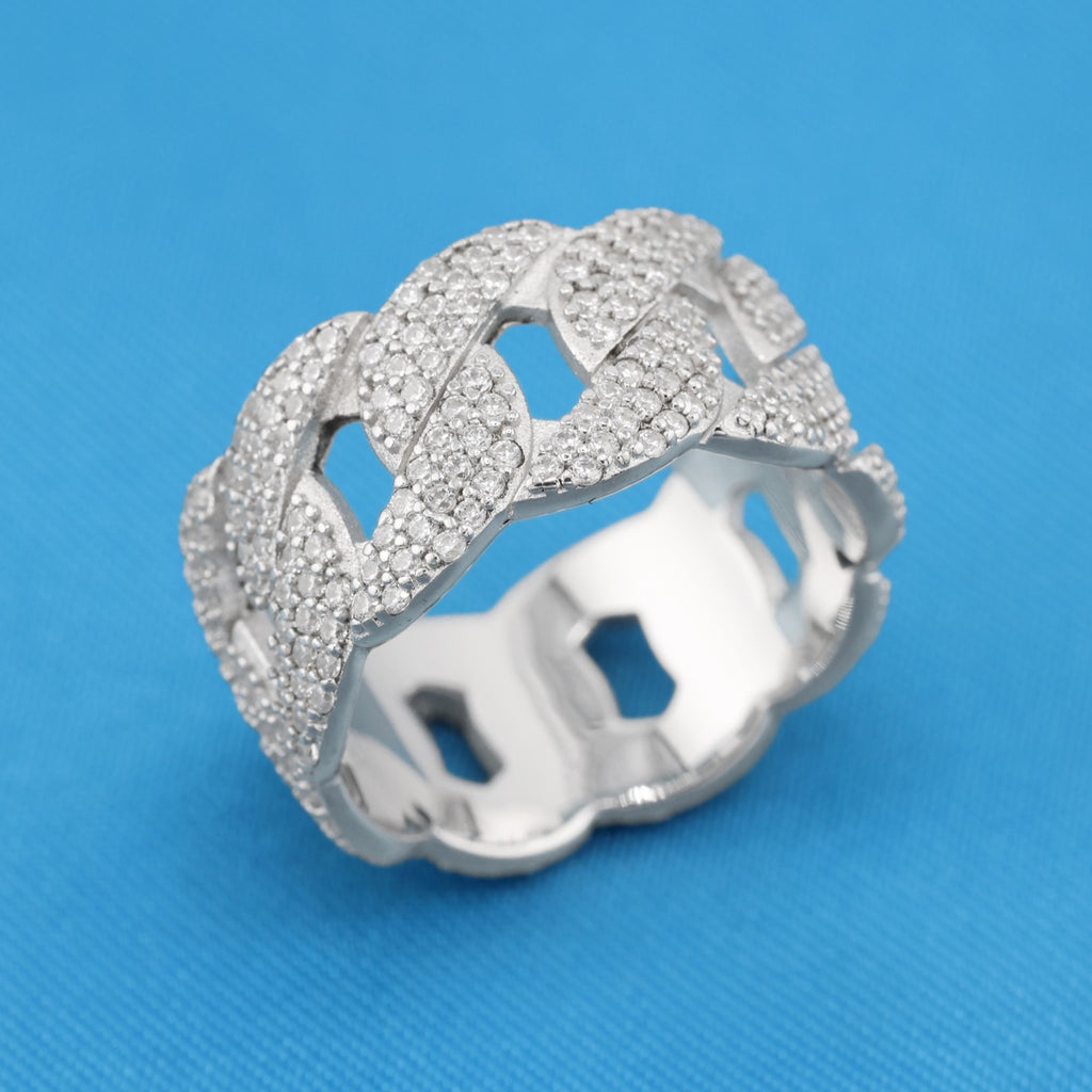 Iced Out Cuban Ring - 925 Silver