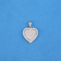 Fully Iced out Baguette Heart Pendant - 925 Silver