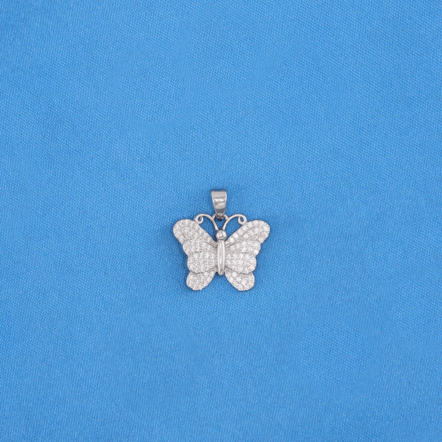 Iced Butterfly Pendant - 925 Silver