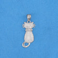 Small Iced Cat Pendant - 925 Silver