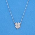 Small Iced Four Leaf Clover Necklace - 925 Silver