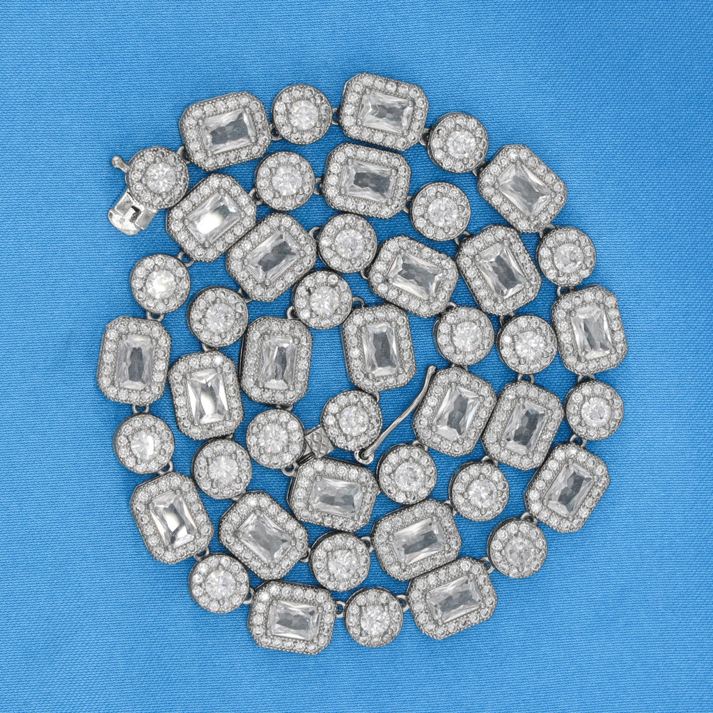 Iced Gemstone Necklace - White Gold