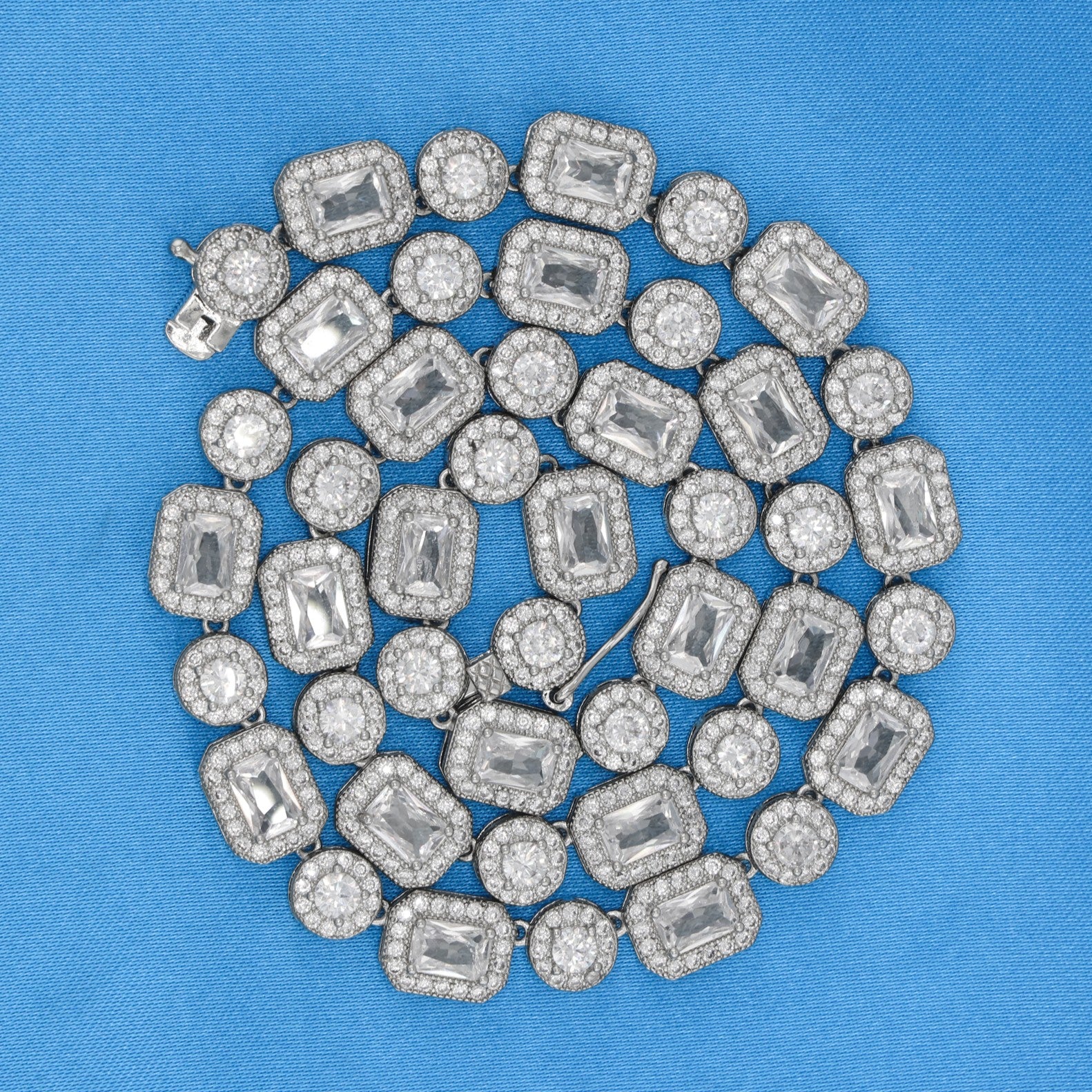 Iced Gemstone Necklace - White Gold