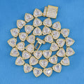 Heart Diamond Clustered Tennis Necklace - Gold