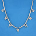 Butterfly Tennis Necklace - White Gold