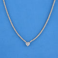 Micro Heart Tennis Necklace - White Gold