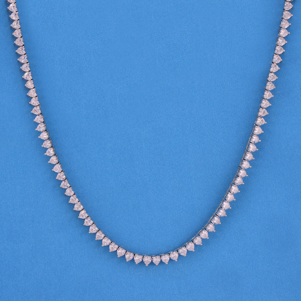 5mm Heart Tennis Necklace - White Gold