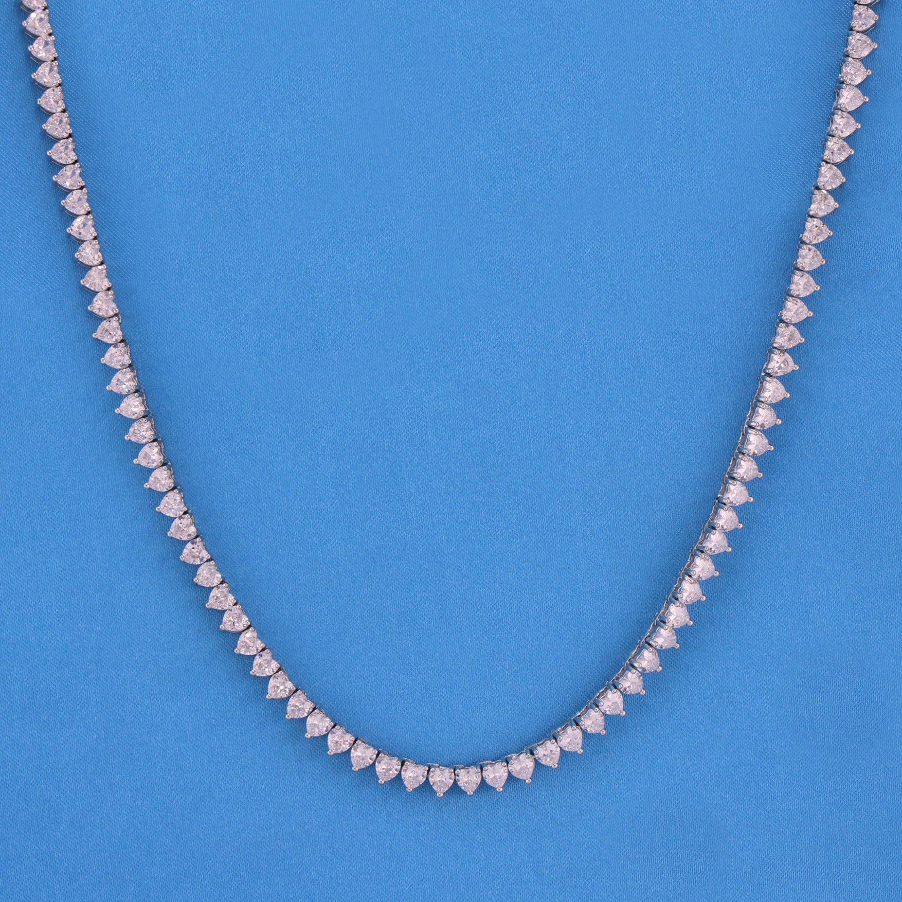 5mm Heart Tennis Necklace - White Gold