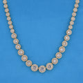 Graduated Round Clustered Tennis Necklace - Gold