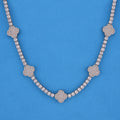 4mm Clover Tennis Necklace - White Gold