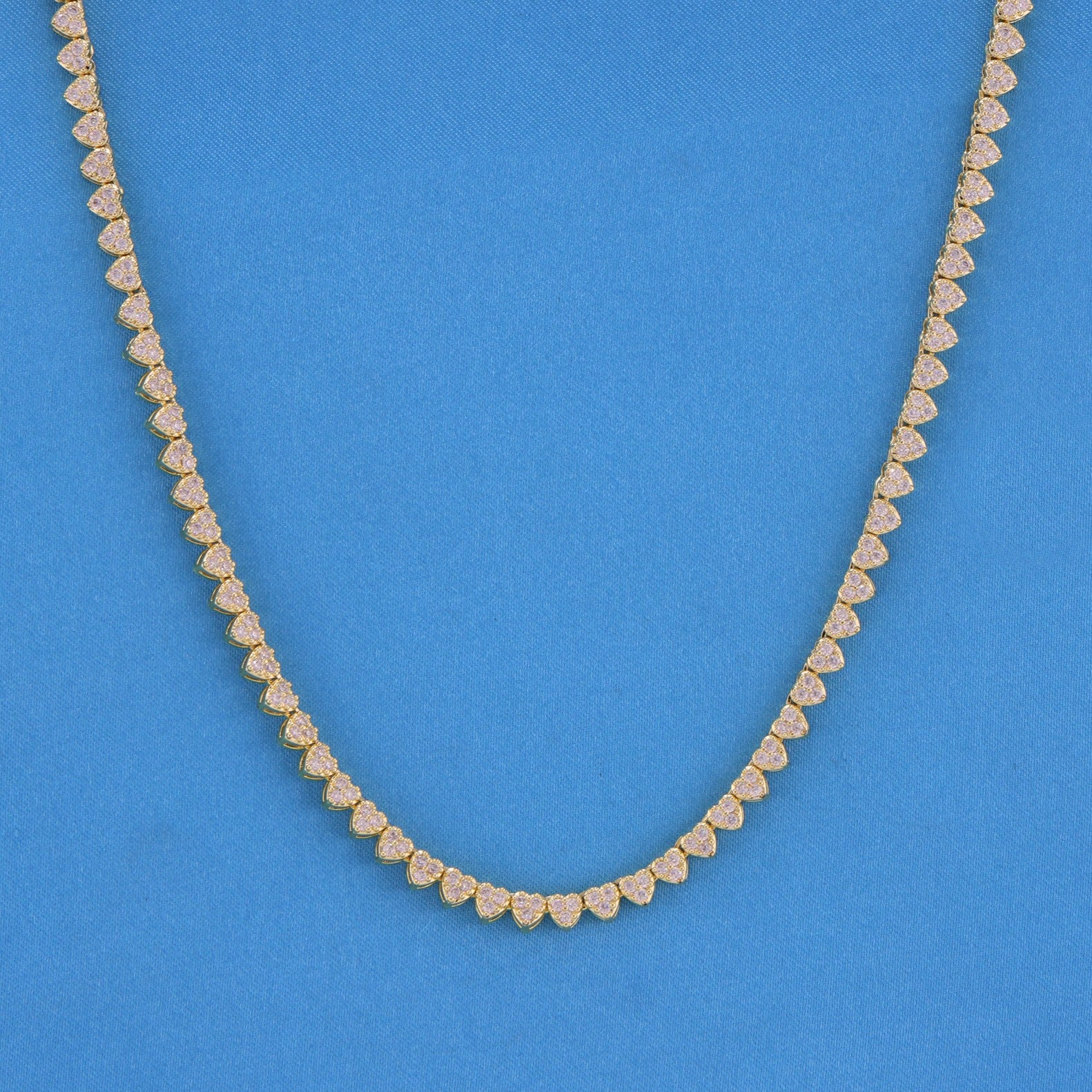 5mm Heart Tennis Necklace - Gold