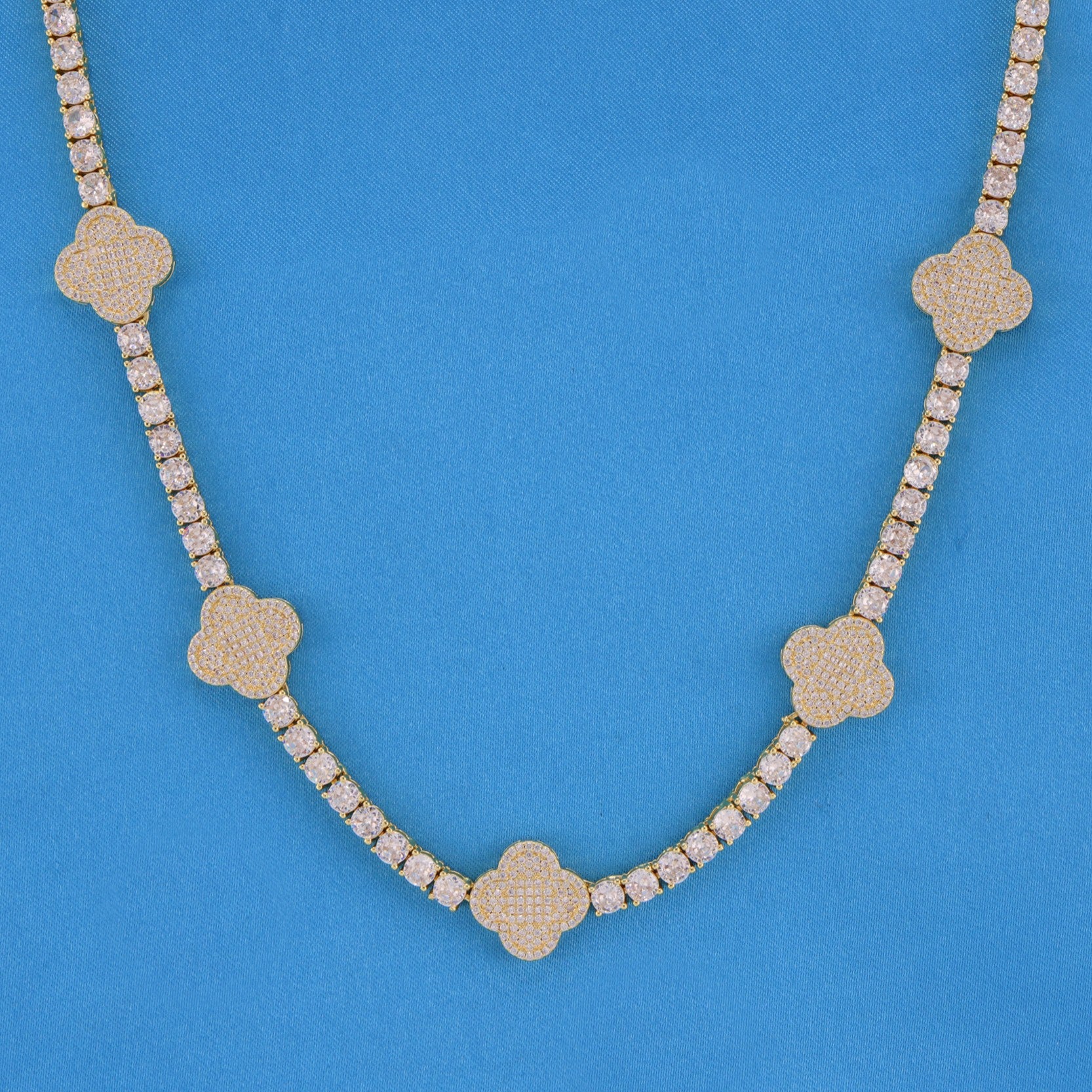 4mm Clover Tennis Necklace - Gold