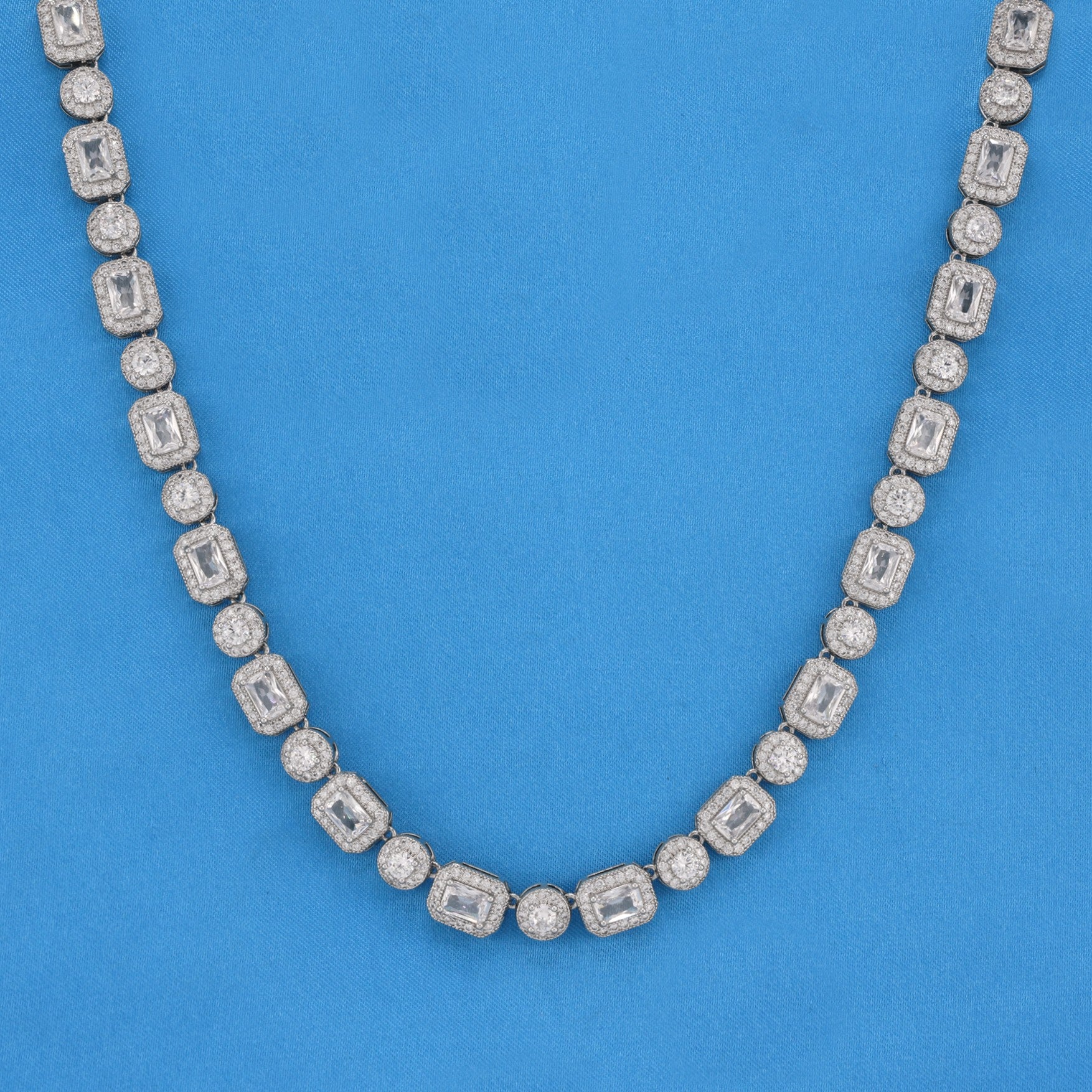 Iced Gemstone Necklace - White Gold