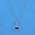 Iced Evil Eye with Blue stone Necklace - 925 Silver