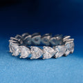 Heart CZ Diamond Eternity Band Ring - 925 Silver