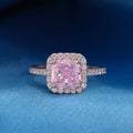 Iced Pink Princess Cut Ring - 925 Silver