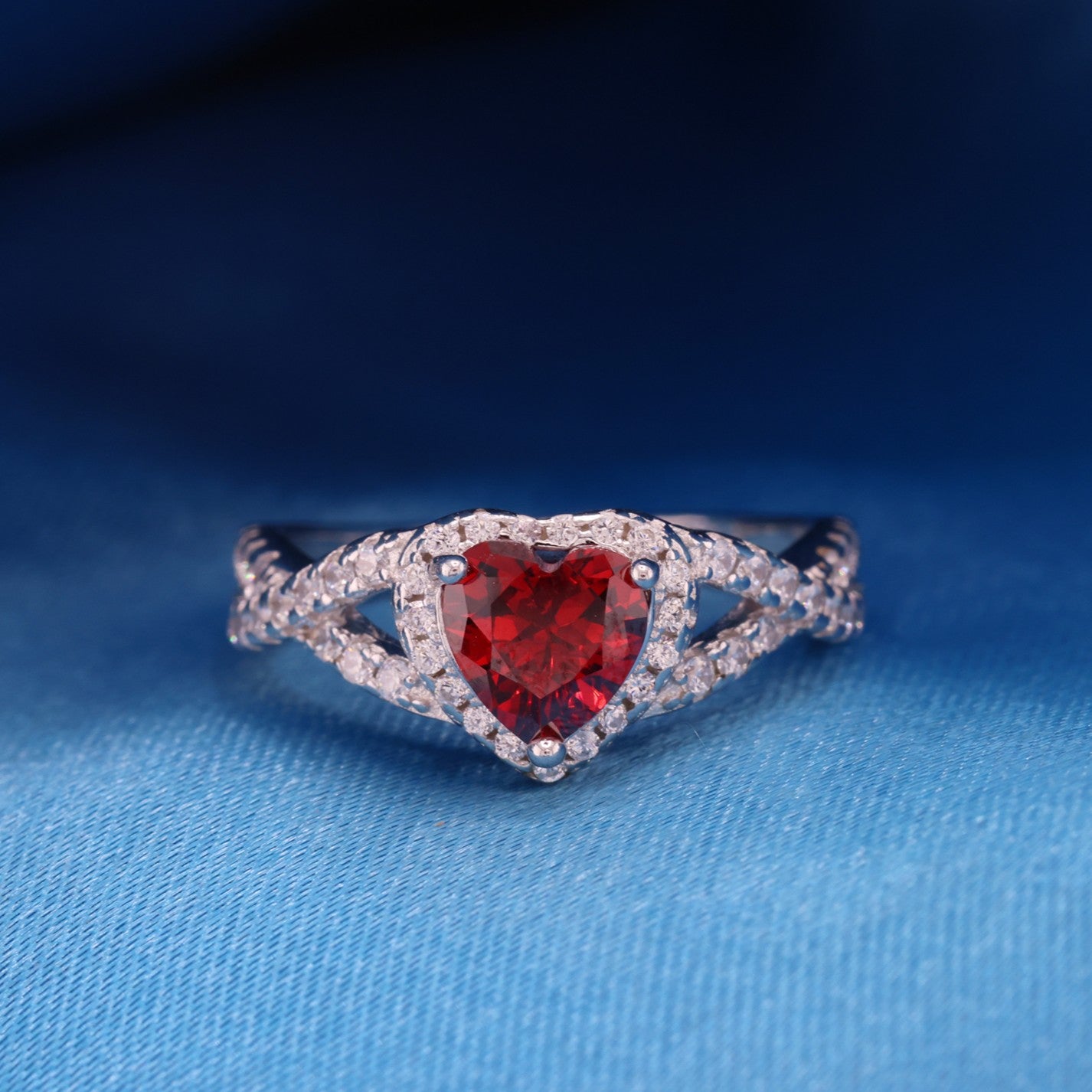 Red Heart Infinity CZ Diamond Ring - 925 Silver