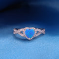 Blue Opal Heart Infinity CZ Diamond Ring - 925 Silver