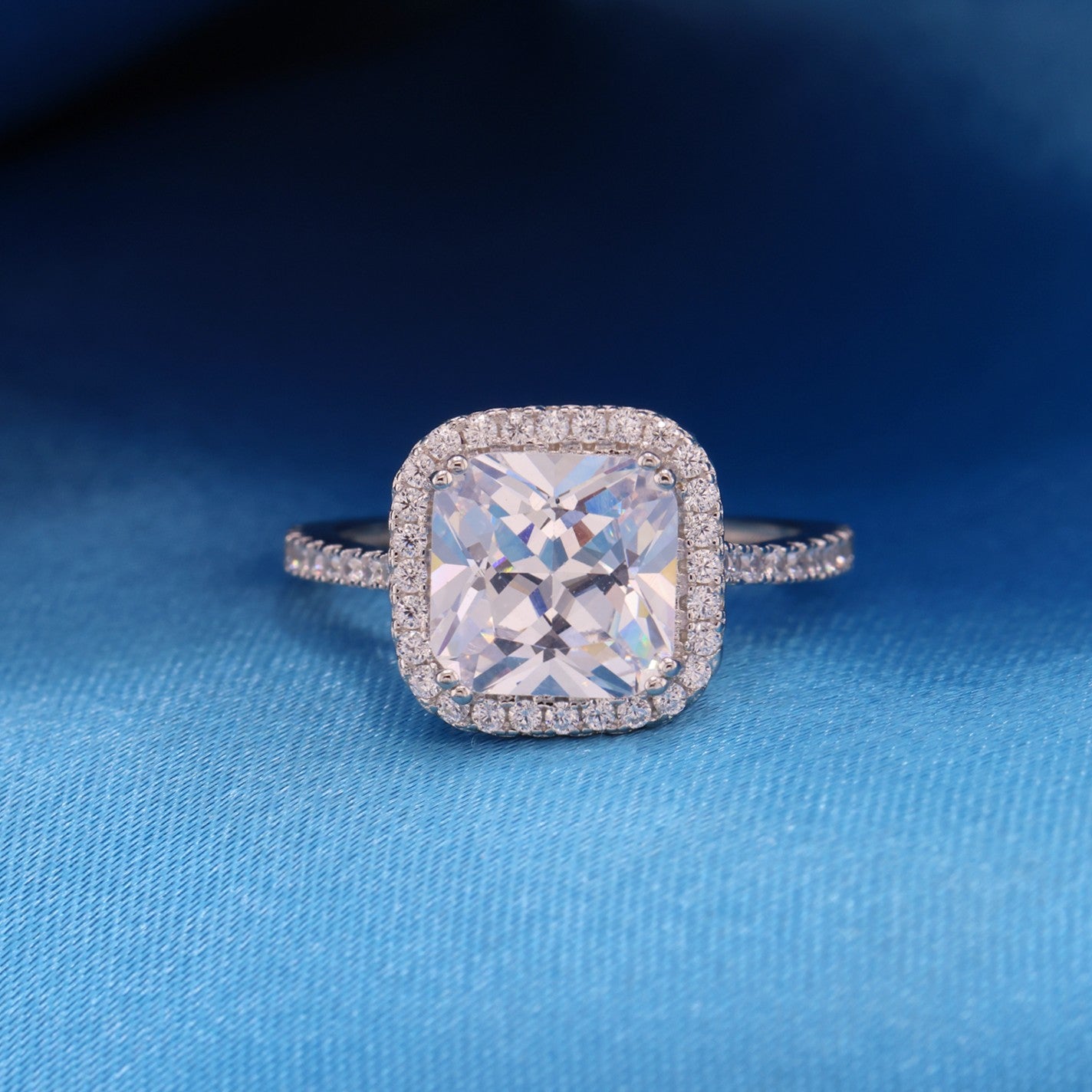 Iced Princess Cut CZ Diamond Ring - 925 Silver