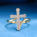 Iced Cross Ring - 14k Gold