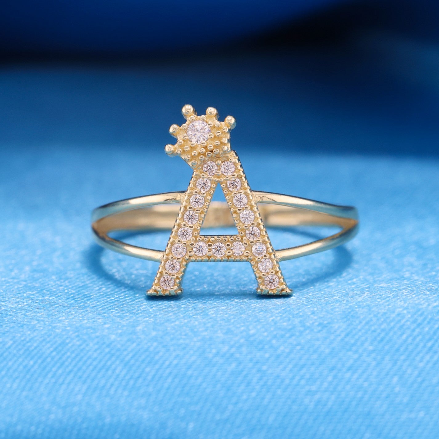 Crown Initial Ring - 14k Gold