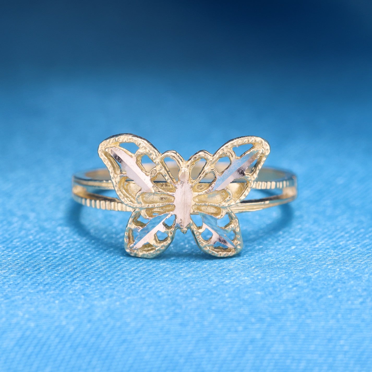 Butterfly 2-Tone Ring - 10k Gold