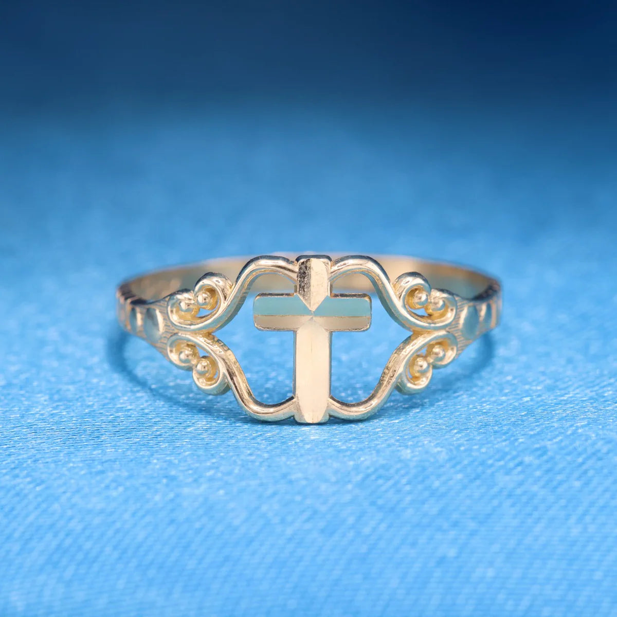 Fancy Cross Ring - 14k Gold