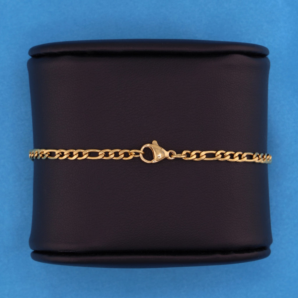 3mm Figaro Bracelet - Gold