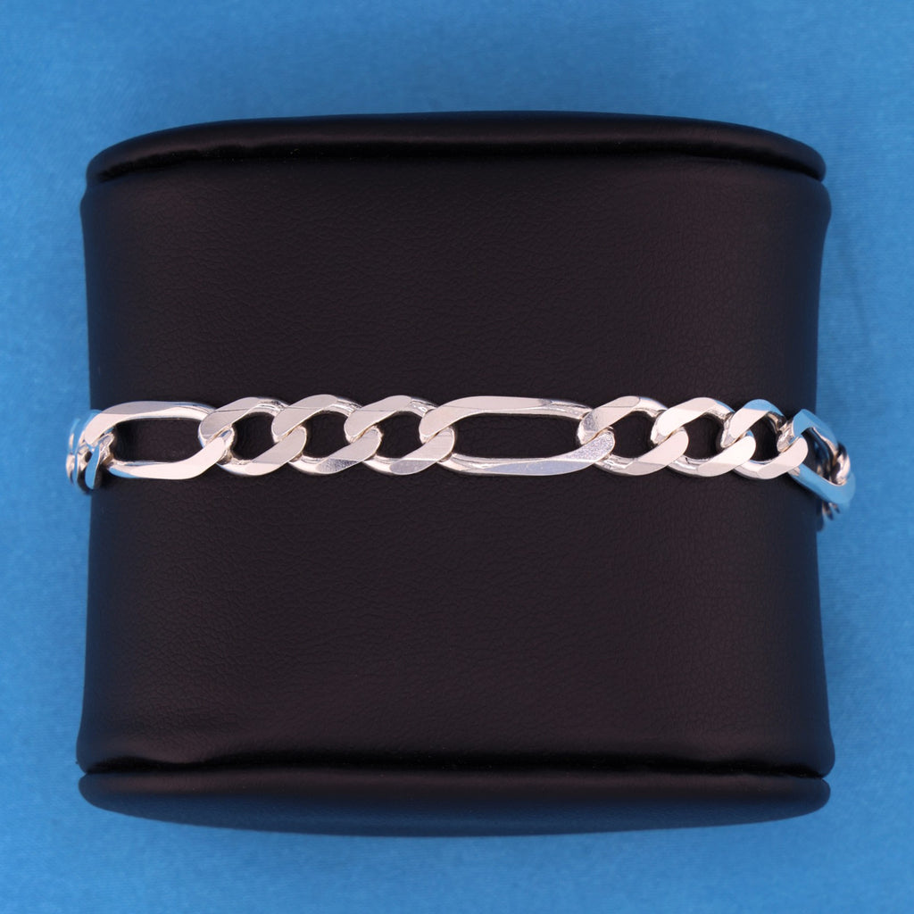 8mm Figaro Bracelet - 925 Silver