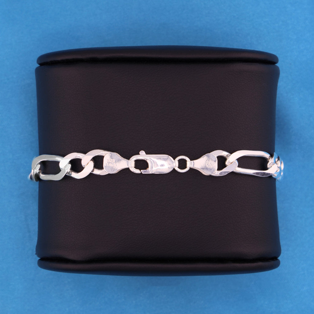 8mm Figaro Bracelet - 925 Silver