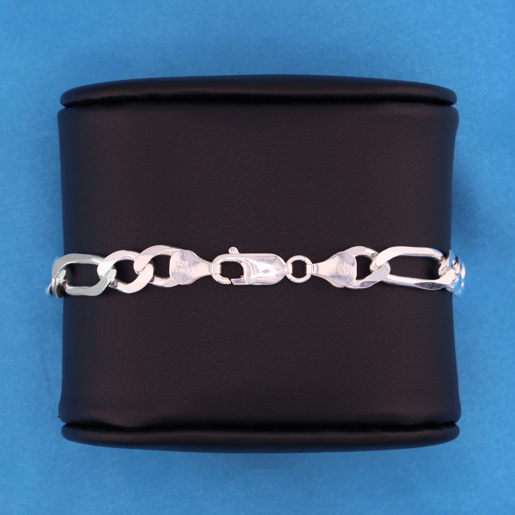 8mm Figaro Bracelet - 925 Silver
