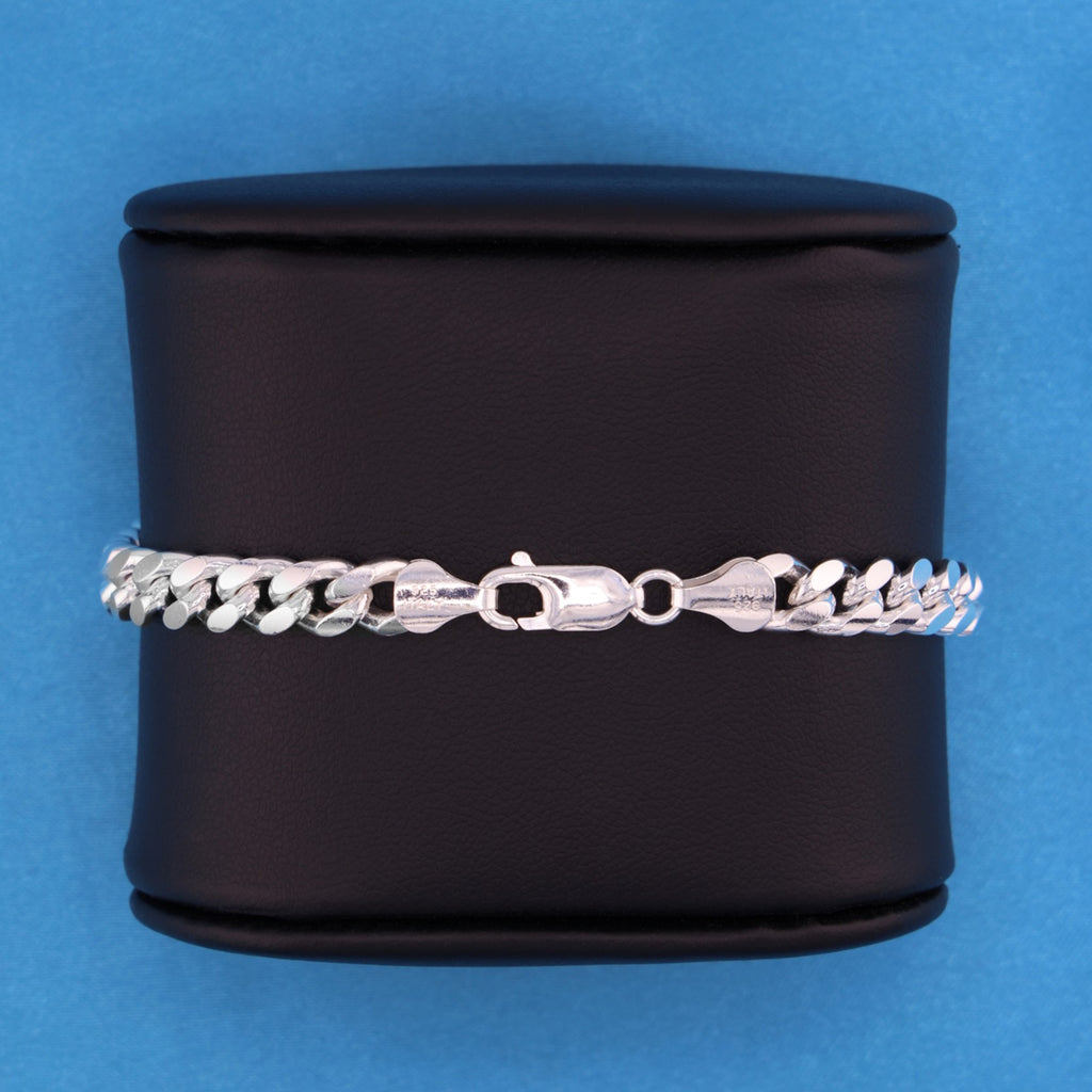 6.4mm Solid Round Curb Cuban Bracelet - 925 Silver