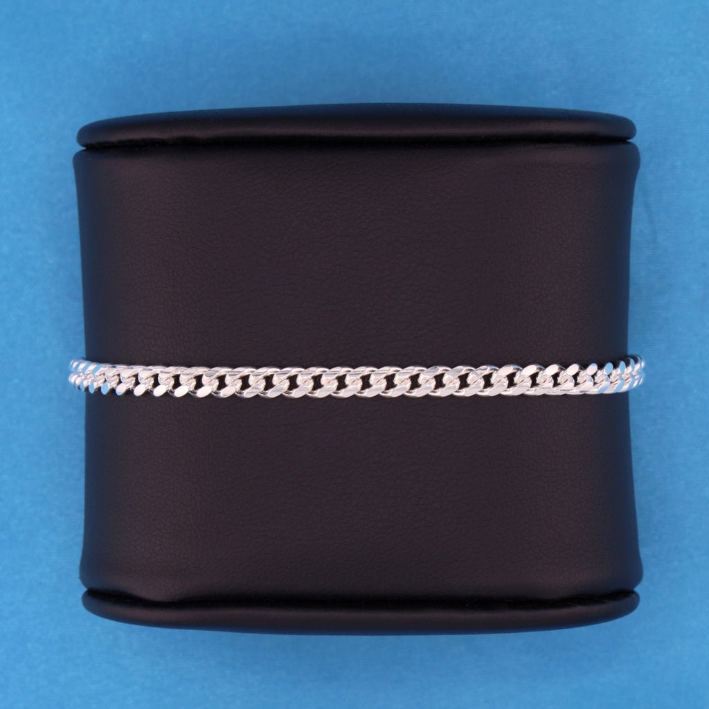 4mm Solid Round Curb Cuban Bracelet - 925 Silver