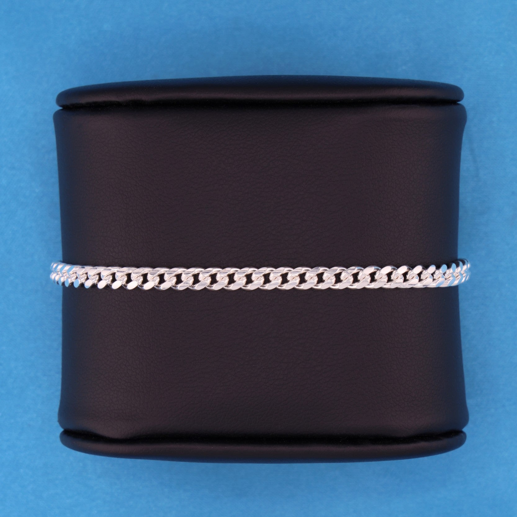 4mm Solid Round Curb Cuban Bracelet - 925 Silver