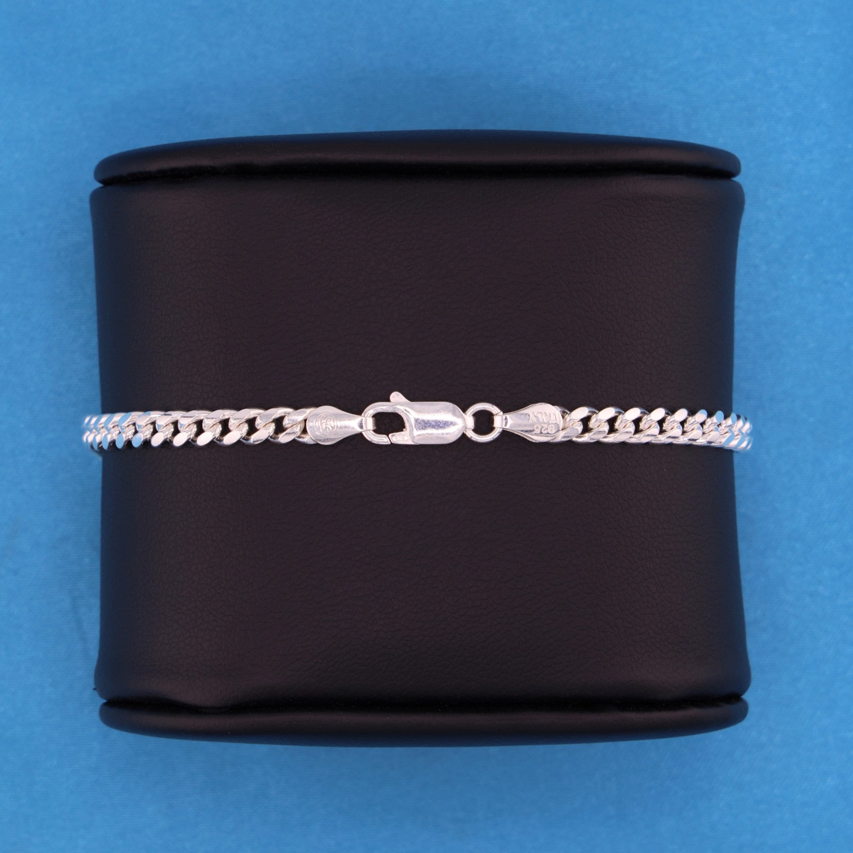 4mm Solid Round Curb Cuban Bracelet - 925 Silver