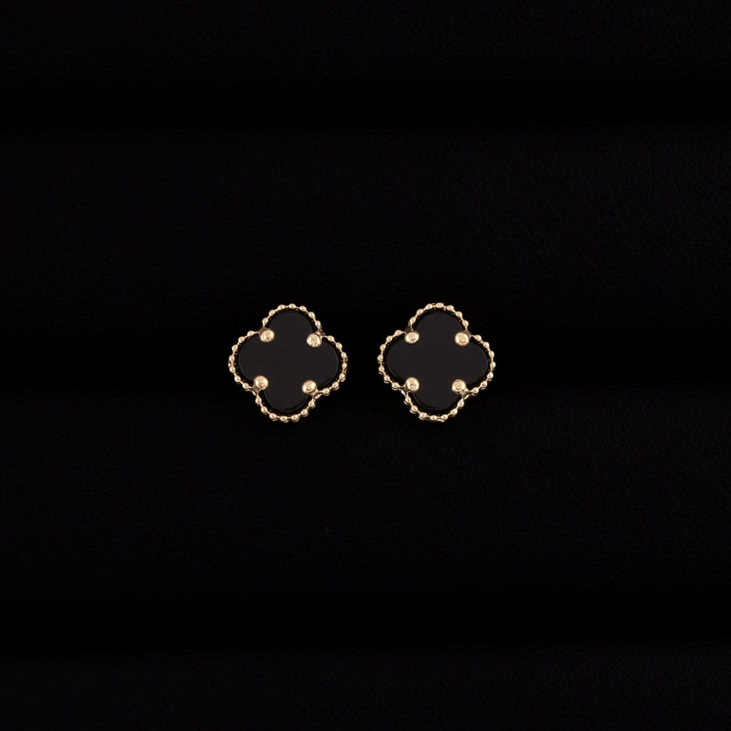 Black Clover Earrings - 14k Gold