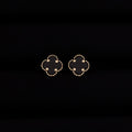 Black Clover Earrings - 14k Gold