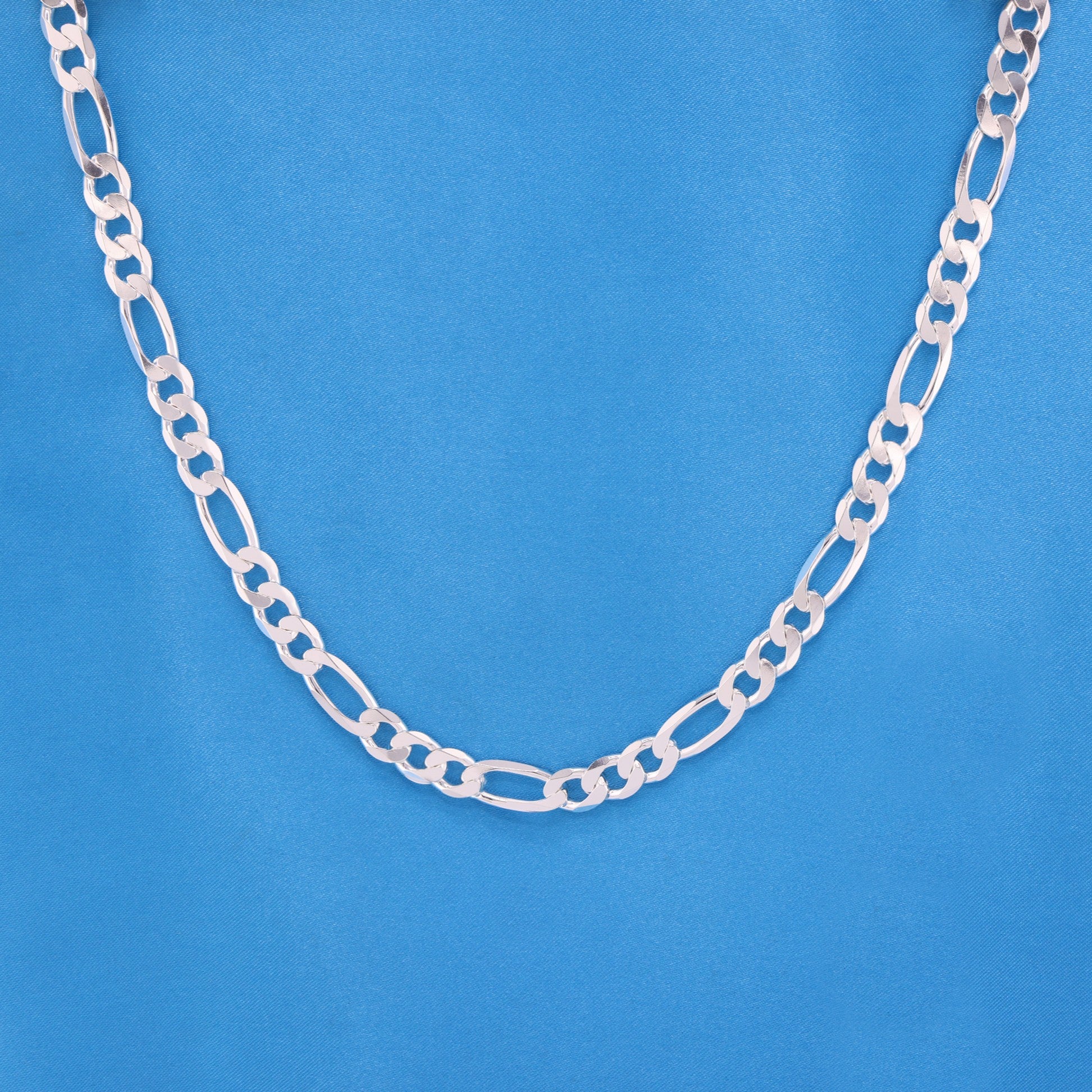 7mm Figaro Chain - 925 Silver